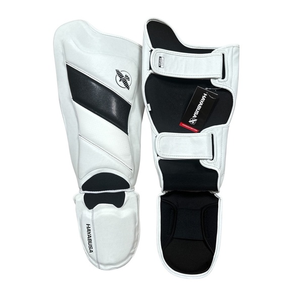 NWT Hayabusa T3 Striking Shin Guard Padded Faux Leather White Black MMA Large - Picture 2 of 11
